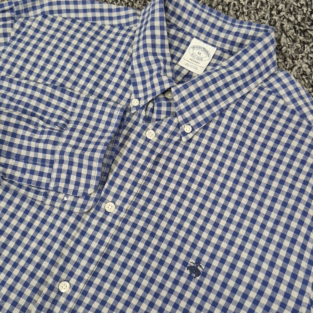 Brooks Brothers Oxford Long‎ Sleeve Button Down Mens XL Gingham Regent Fit